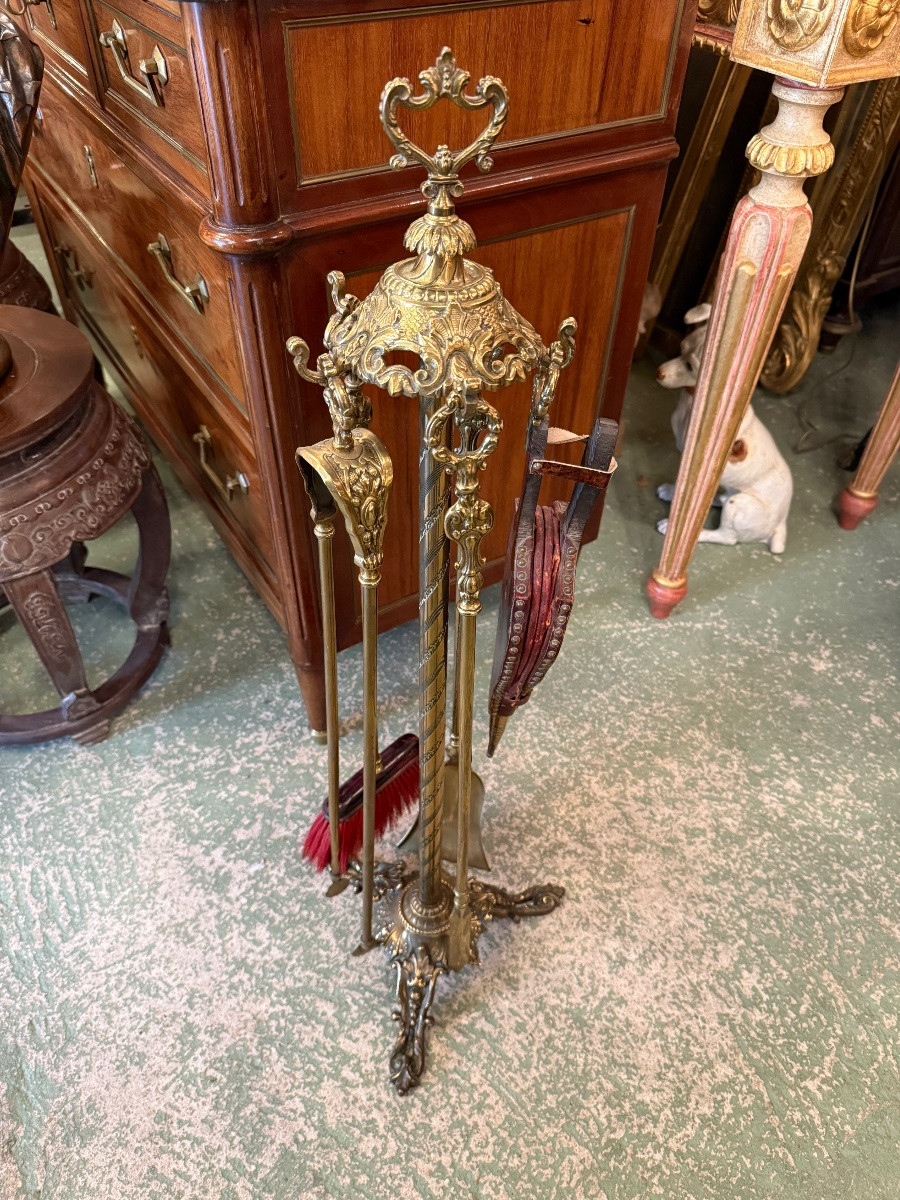 Bronze Fireplace Set, Napoleon III Period -photo-1