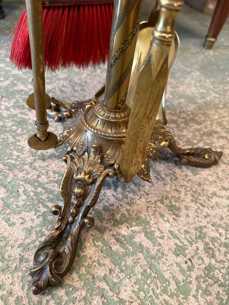Bronze Fireplace Set, Napoleon III Period -photo-2