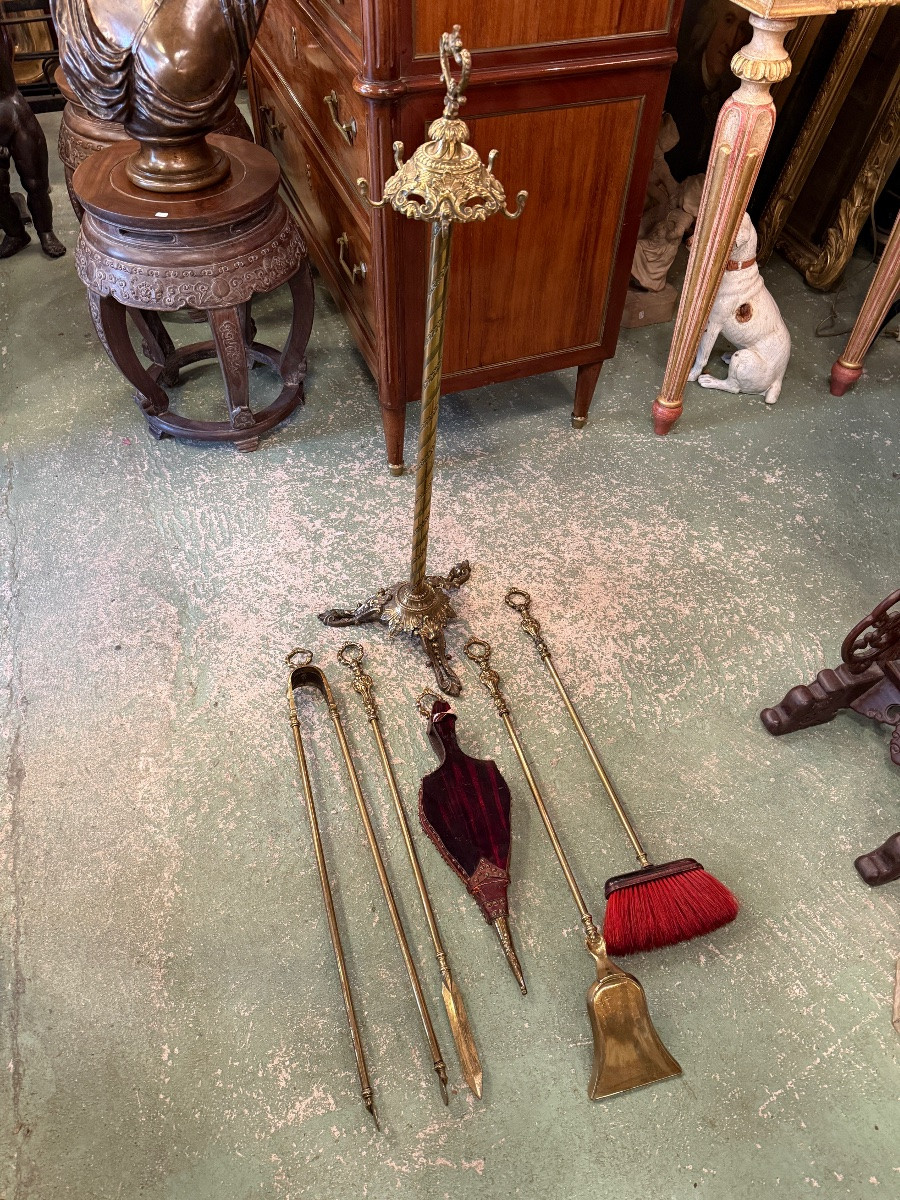 Bronze Fireplace Set, Napoleon III Period -photo-3