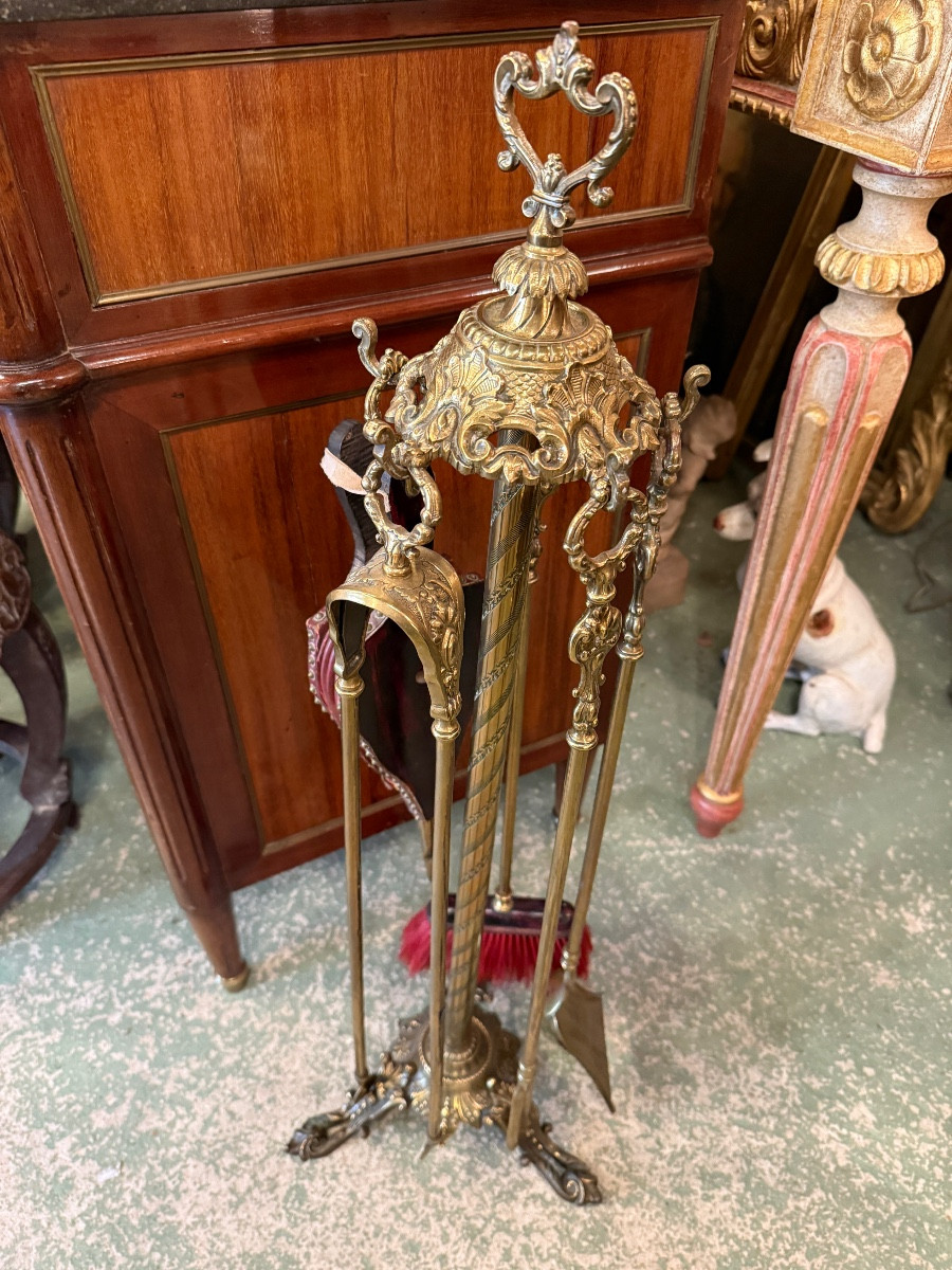 Bronze Fireplace Set, Napoleon III Period 