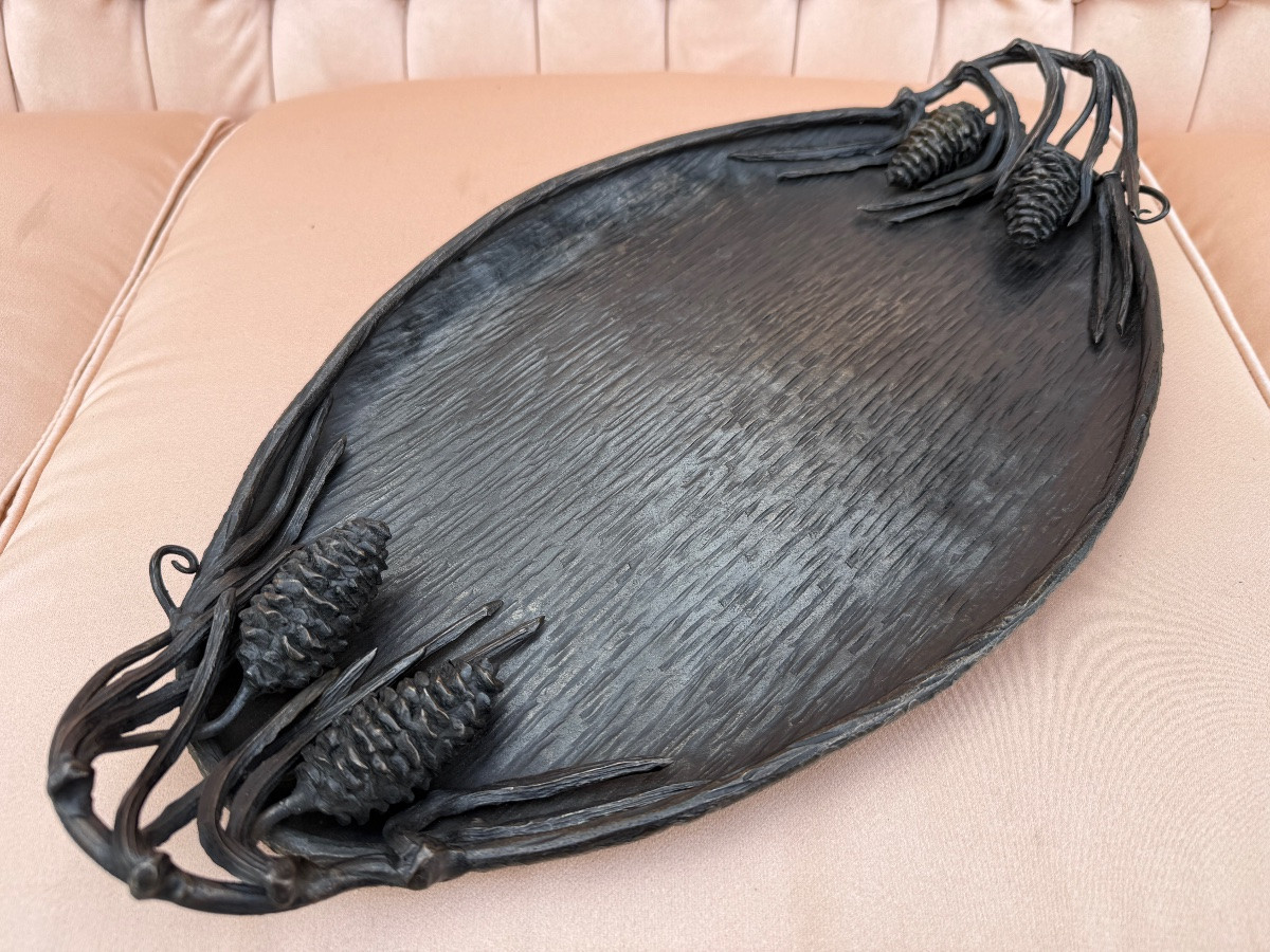 Hammered Iron Tray/empty Pocket, Art Deco Period 1930-photo-2