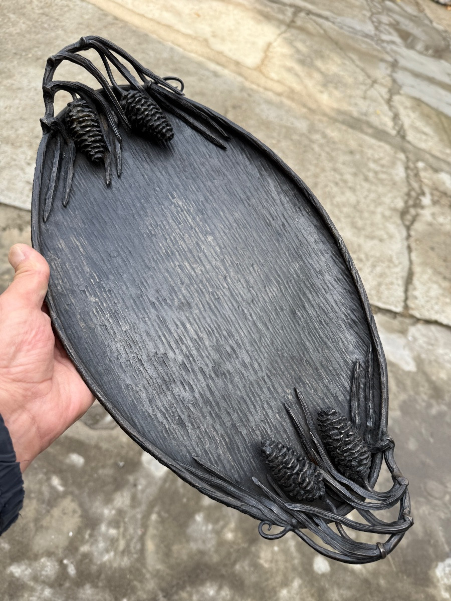 Hammered Iron Tray/empty Pocket, Art Deco Period 1930-photo-3