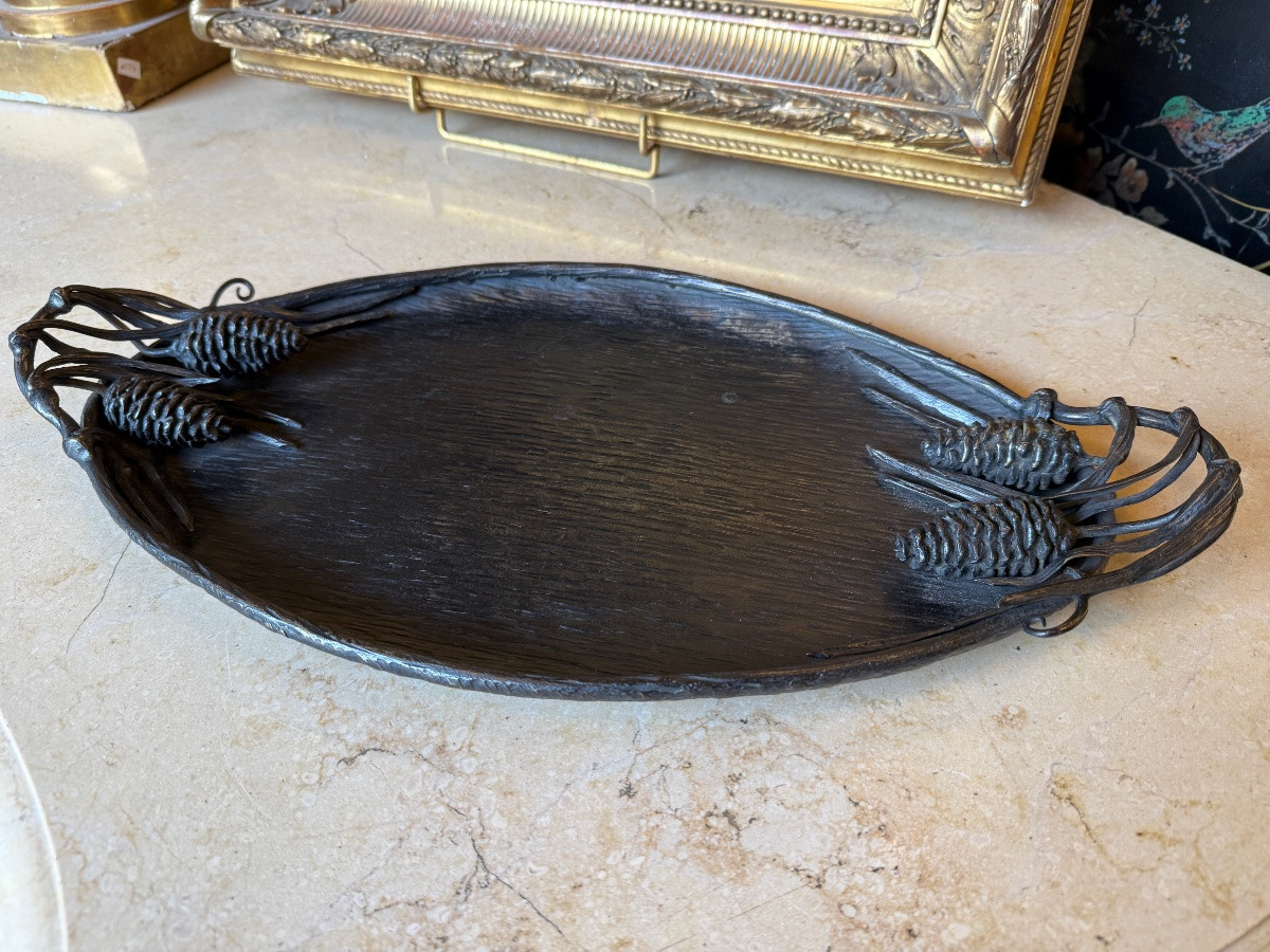 Hammered Iron Tray/empty Pocket, Art Deco Period 1930-photo-1