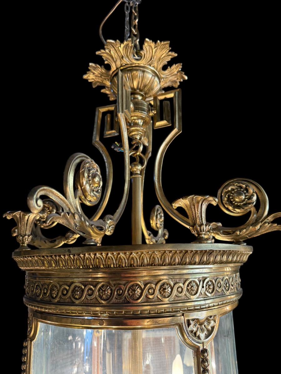 Lanterne de hall de style Louis XVI en bronze doré à 8 Lumières -photo-4