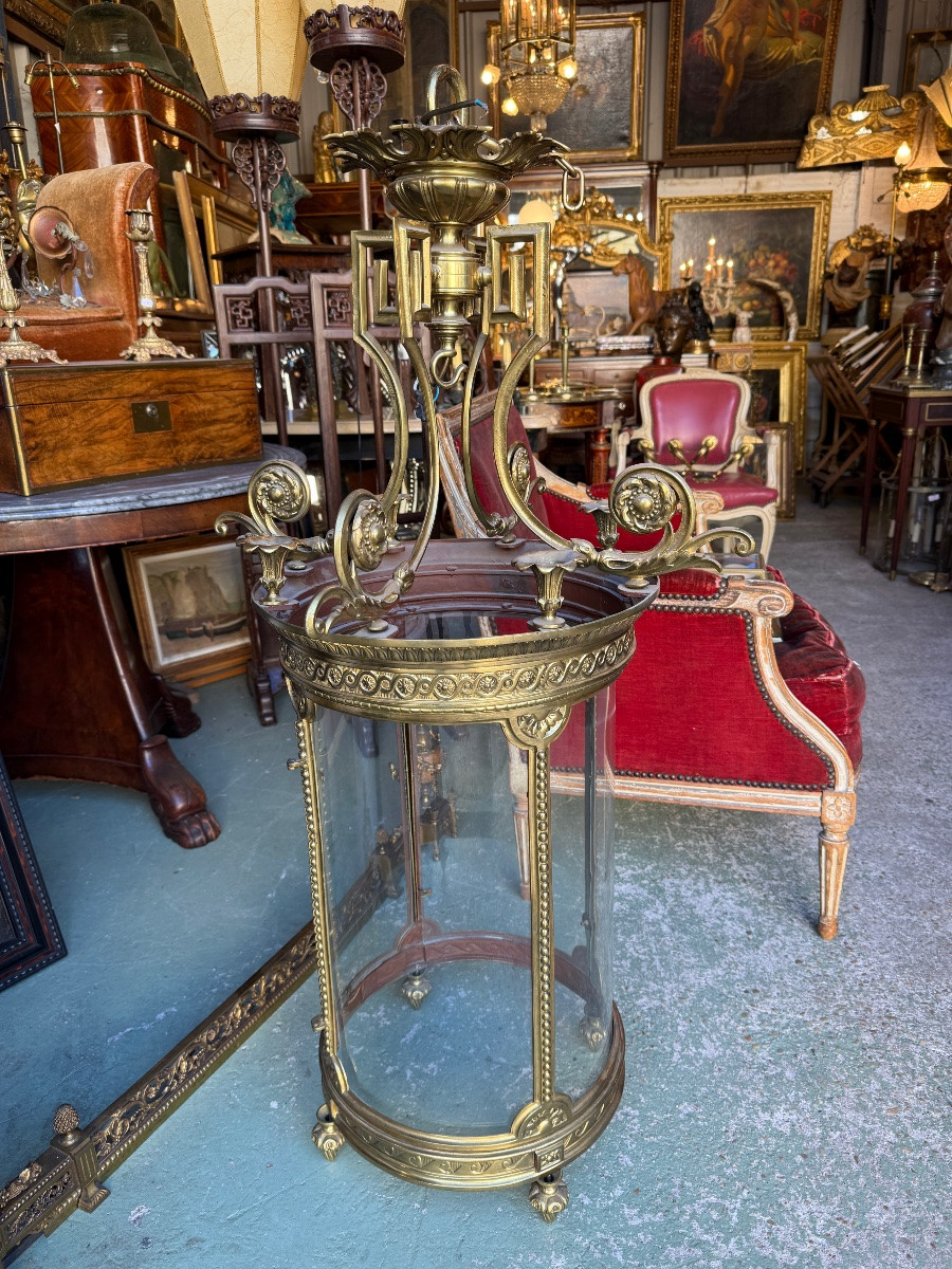 Lanterne de hall de style Louis XVI en bronze doré à 8 Lumières -photo-2