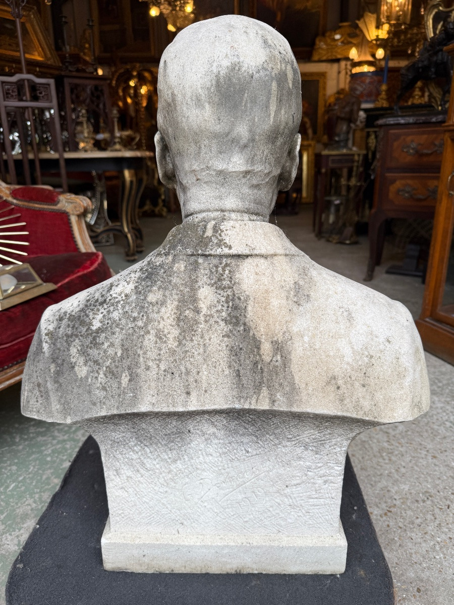 Buste en marbre blanc représentant Louis Pasteur signé Godefroid Devreese (1861-1941)-photo-4