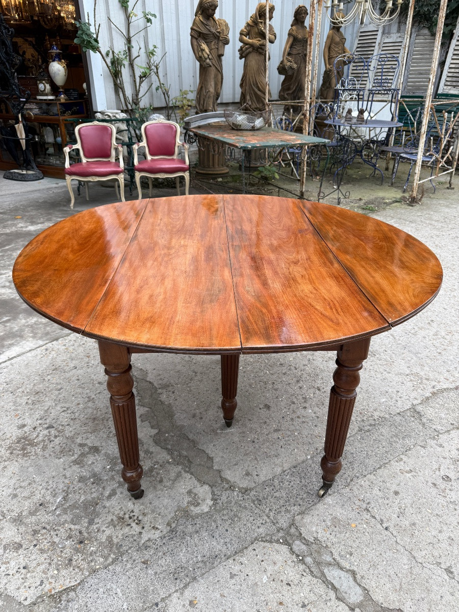 Grande table à 6 pieds en acajou , d’époque Louis Philippe XIXème-photo-2