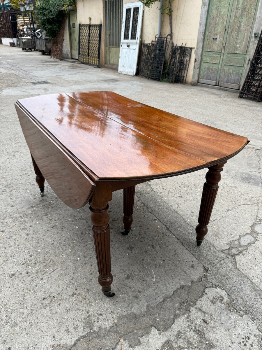 Grande table à 6 pieds en acajou , d’époque Louis Philippe XIXème-photo-3