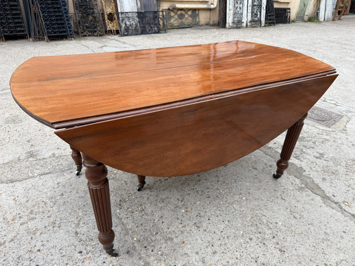Grande table à 6 pieds en acajou , d’époque Louis Philippe XIXème-photo-4