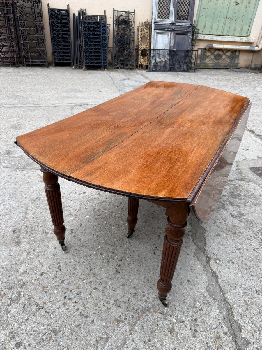 Grande table à 6 pieds en acajou , d’époque Louis Philippe XIXème-photo-4