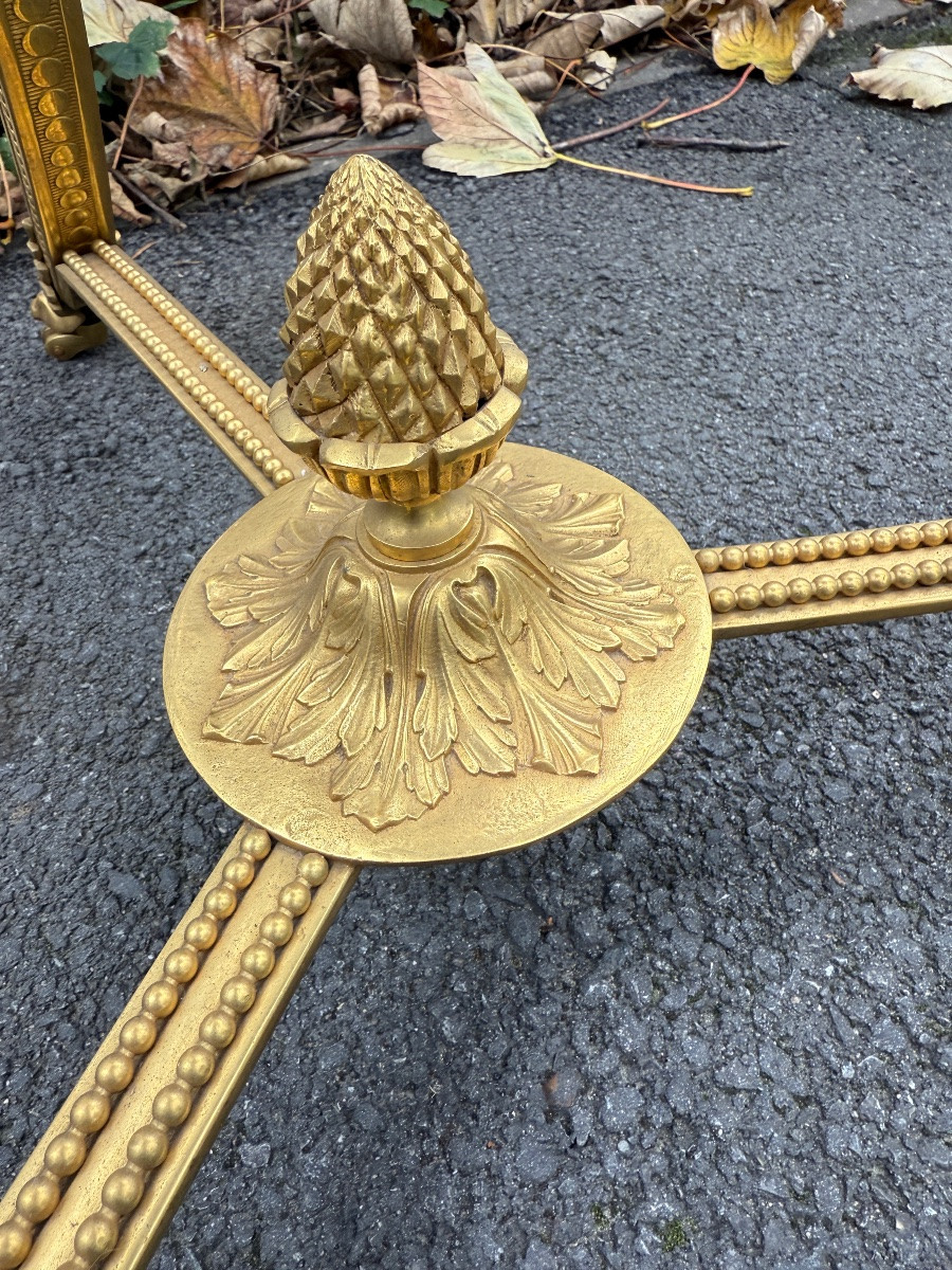 Guéridon de style Louis XVI en bronze doré et plat en porcelaine dans le goût de Sèvres -photo-6