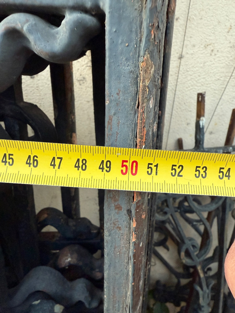 Lot de 15 grilles / appuis de fenêtre / garde corps d’époque art nouveau 1900, style Nouille.-photo-3