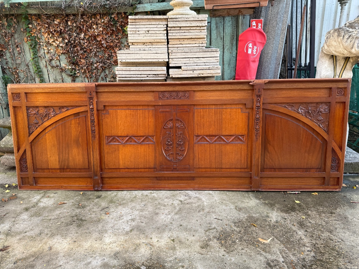 Panneau de boiserie en acajou d’époque art nouveau vers 1900-photo-2
