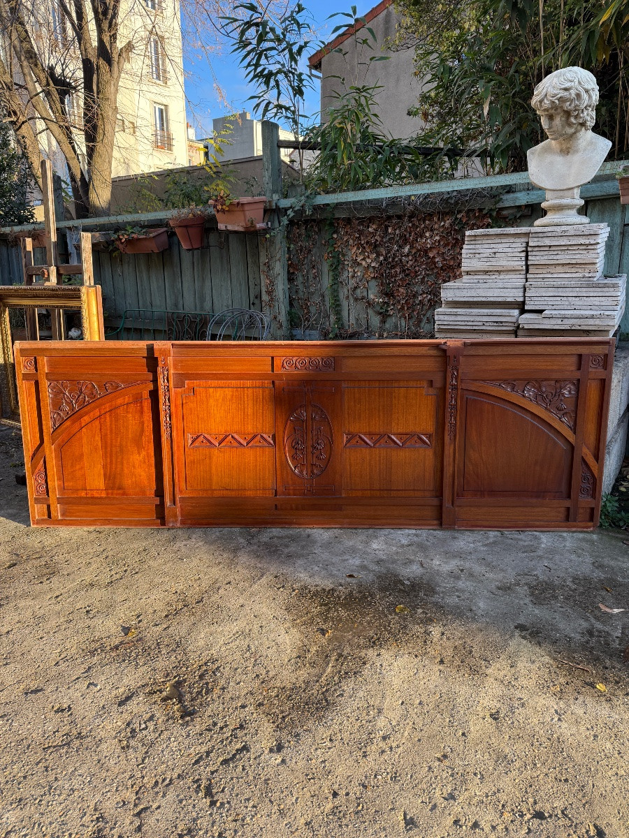 Panneau de boiserie en acajou d’époque art nouveau vers 1900-photo-3