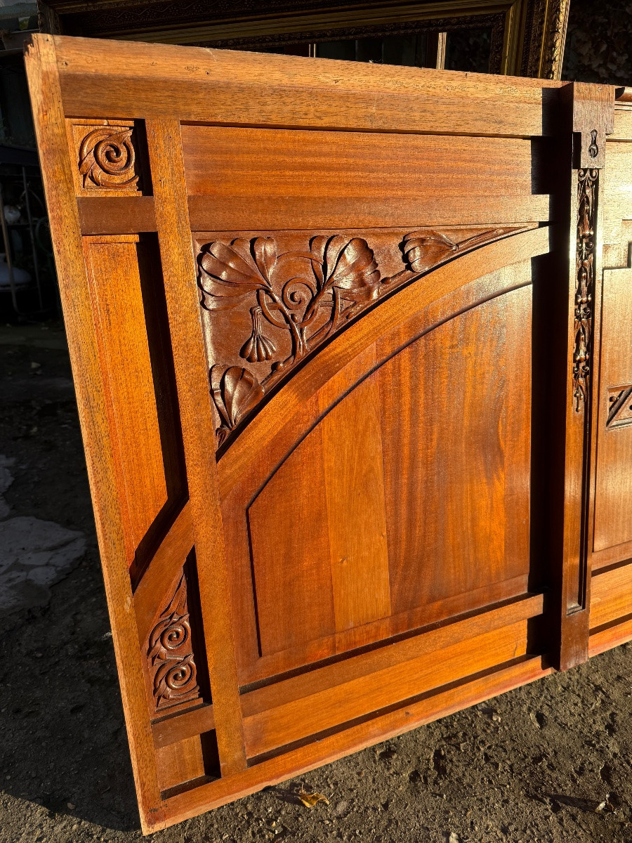 Panneau de boiserie en acajou d’époque art nouveau vers 1900-photo-4