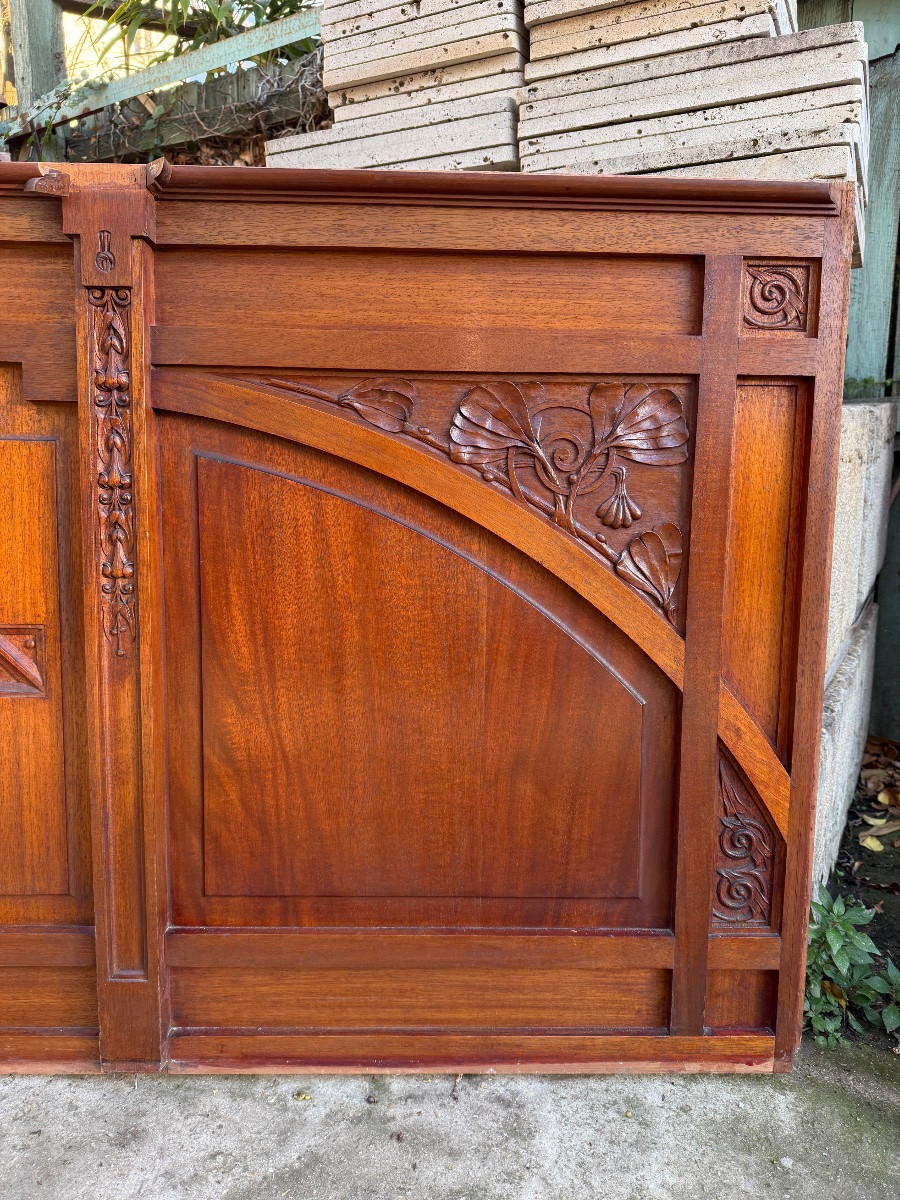 Panneau de boiserie en acajou d’époque art nouveau vers 1900-photo-1