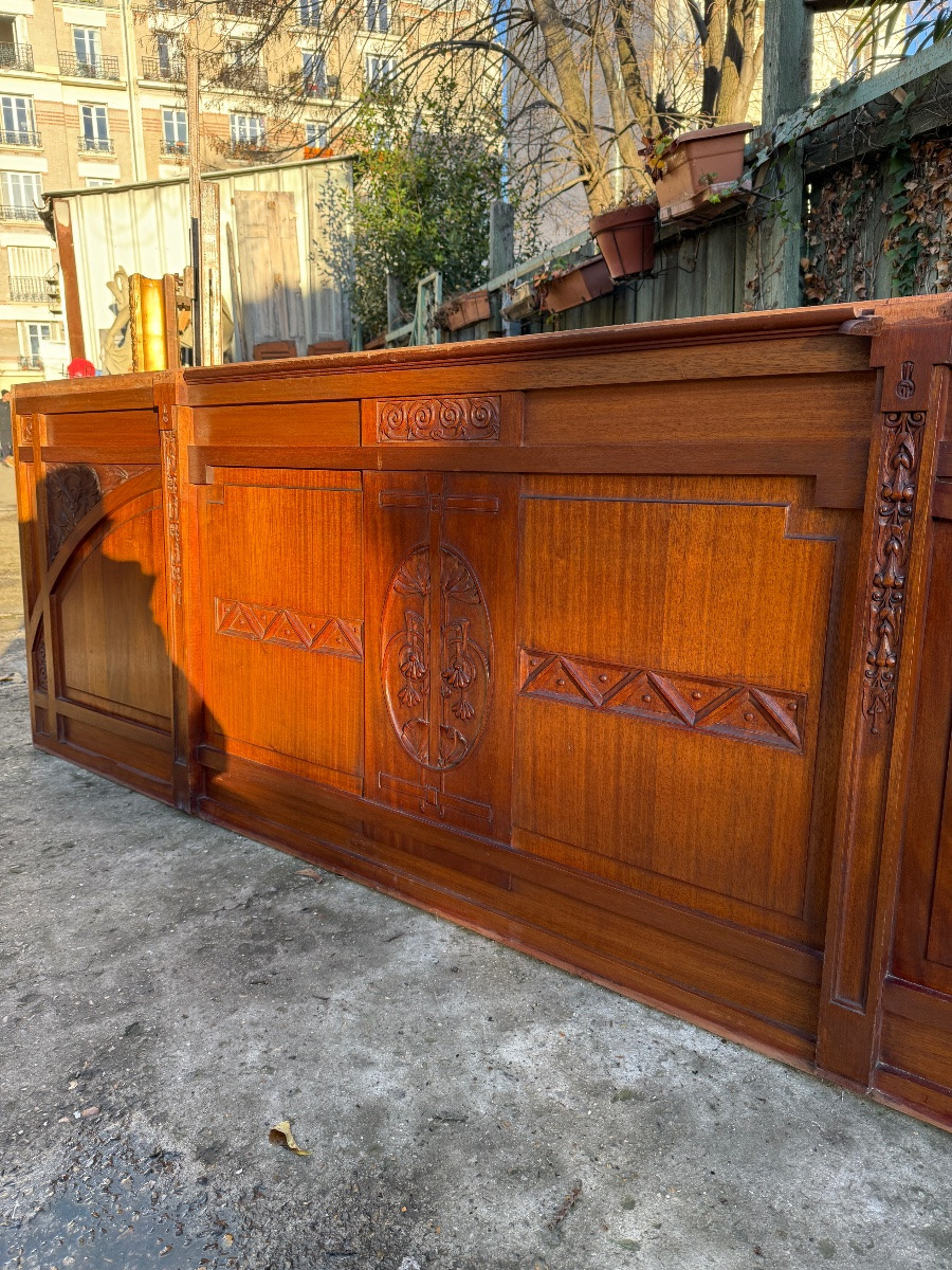 Panneau de boiserie en acajou d’époque art nouveau vers 1900-photo-2