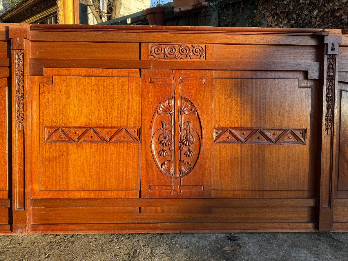 Panneau de boiserie en acajou d’époque art nouveau vers 1900-photo-3