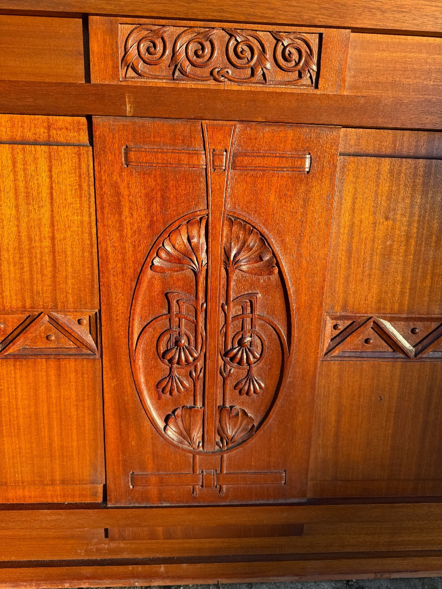 Panneau de boiserie en acajou d’époque art nouveau vers 1900-photo-4