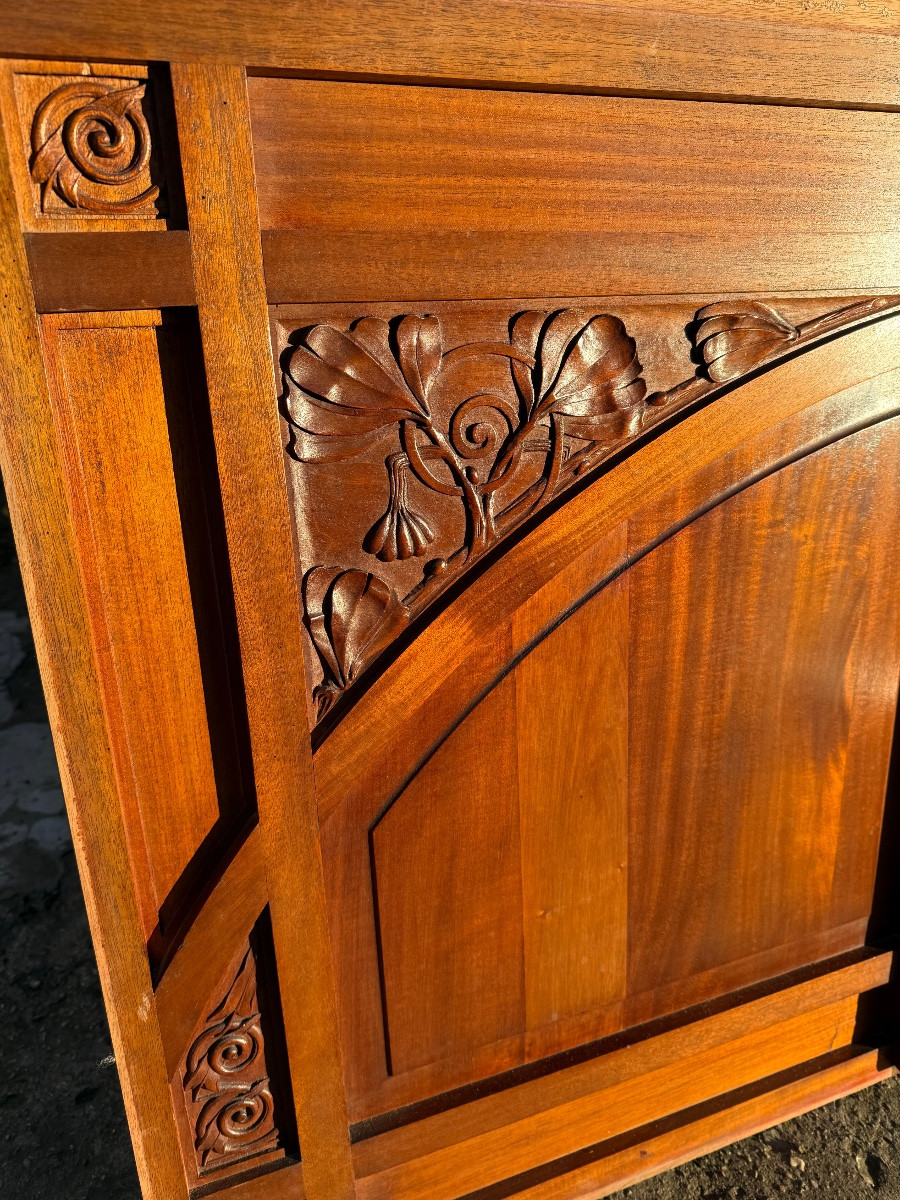 Panneau de boiserie en acajou d’époque art nouveau vers 1900-photo-5