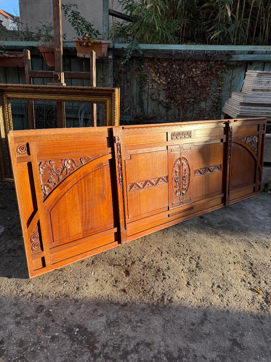 Panneau de boiserie en acajou d’époque art nouveau vers 1900