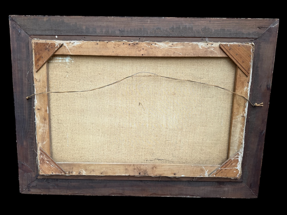 Large Signed Oil On Canvas Depicting An Autumn Forest, Montparnasse Frame-photo-6