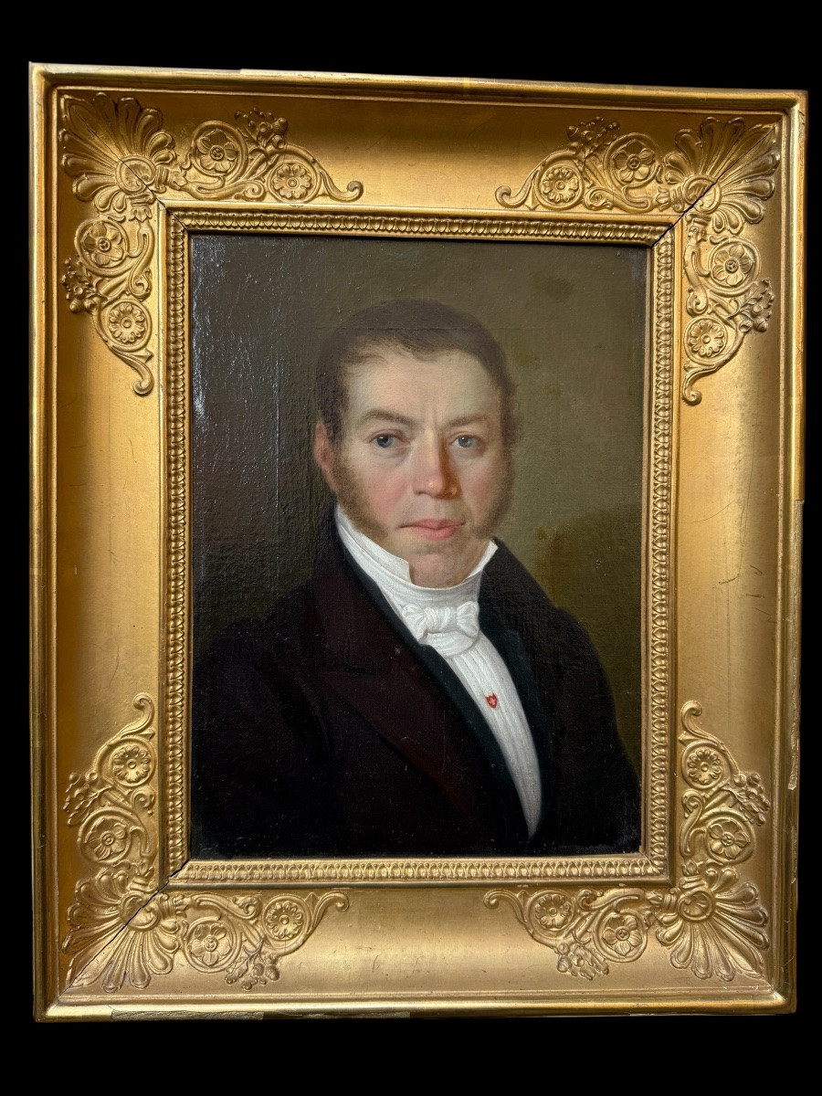 Portrait Of A Swiss Man, Oil On Canvas, 19th Century, Signed L. Justin Ritz Vàles 1836-photo-1
