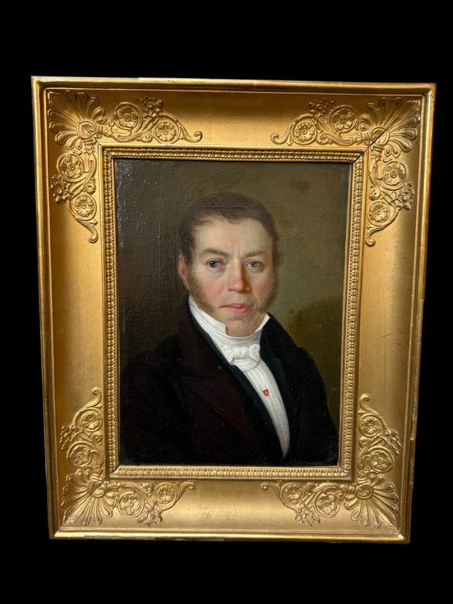 Portrait Of A Swiss Man, Oil On Canvas, 19th Century, Signed L. Justin Ritz Vàles 1836-photo-2
