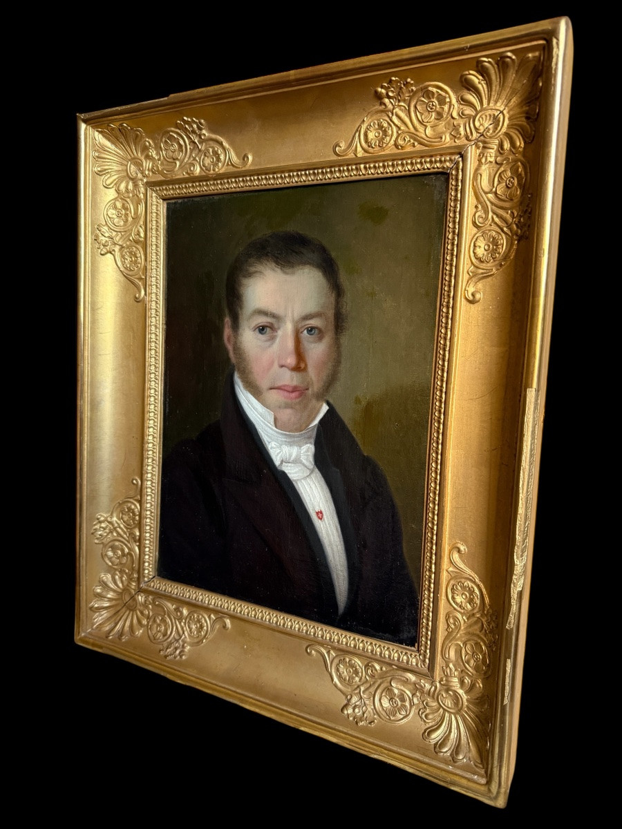 Portrait Of A Swiss Man, Oil On Canvas, 19th Century, Signed L. Justin Ritz Vàles 1836-photo-3