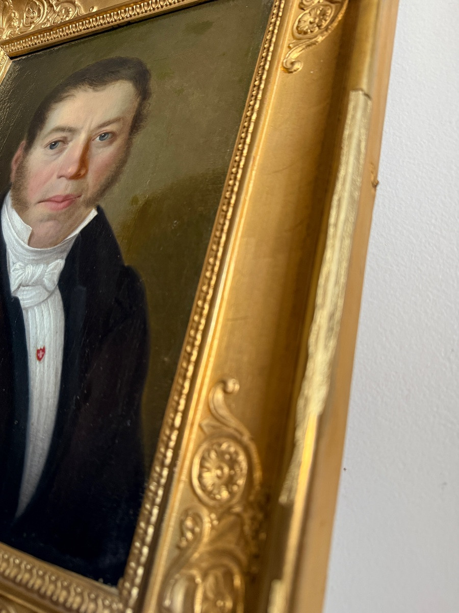 Portrait Of A Swiss Man, Oil On Canvas, 19th Century, Signed L. Justin Ritz Vàles 1836-photo-6