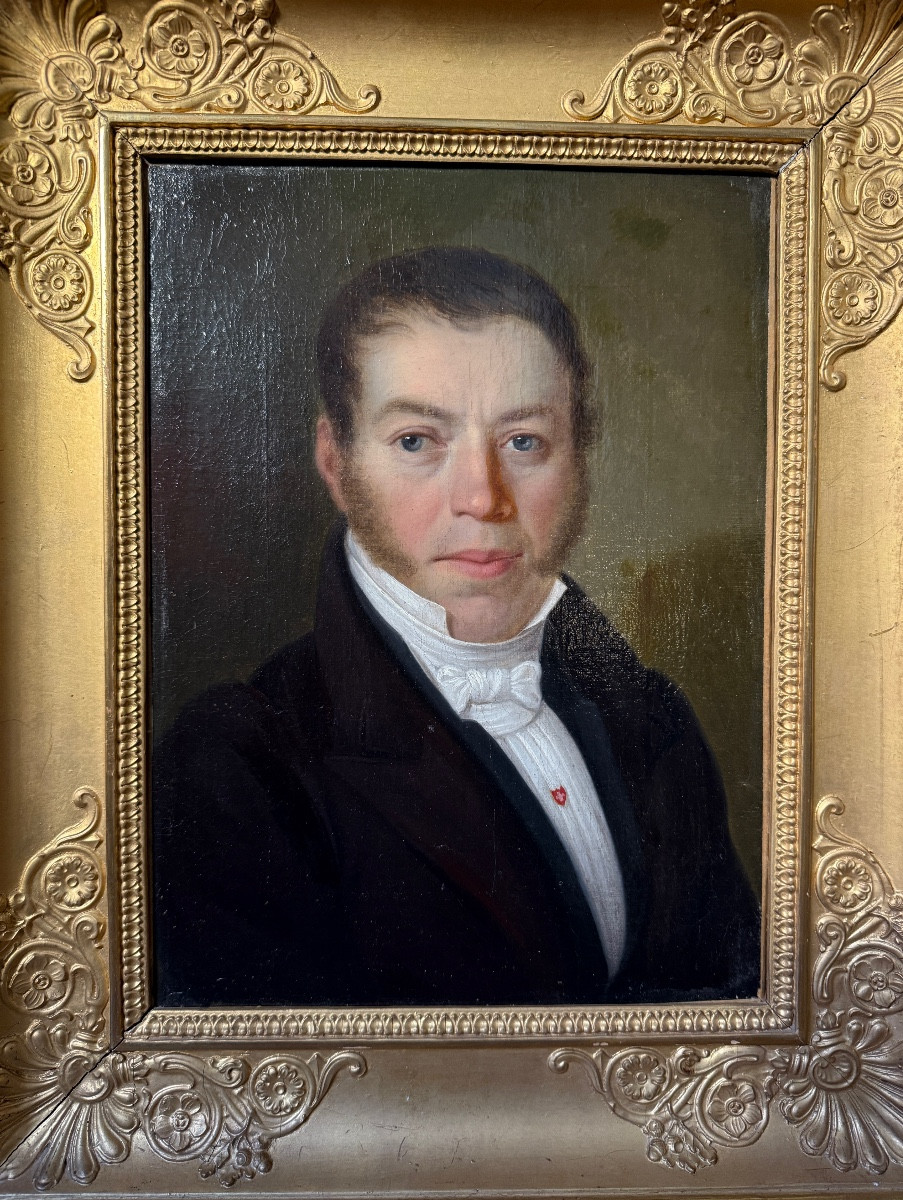 Portrait Of A Swiss Man, Oil On Canvas, 19th Century, Signed L. Justin Ritz Vàles 1836
