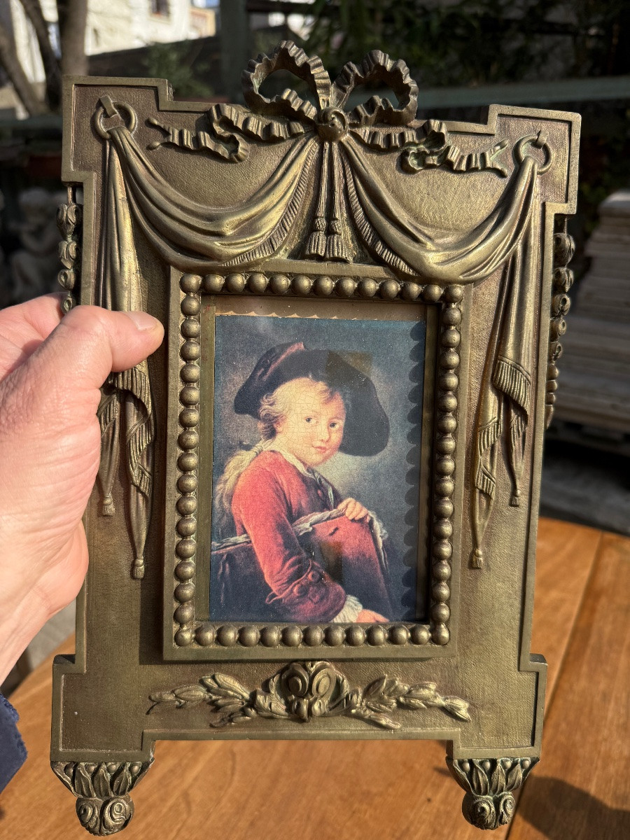 Paire de cadres à photo de style Louis XVI en bronze XIXème -photo-4