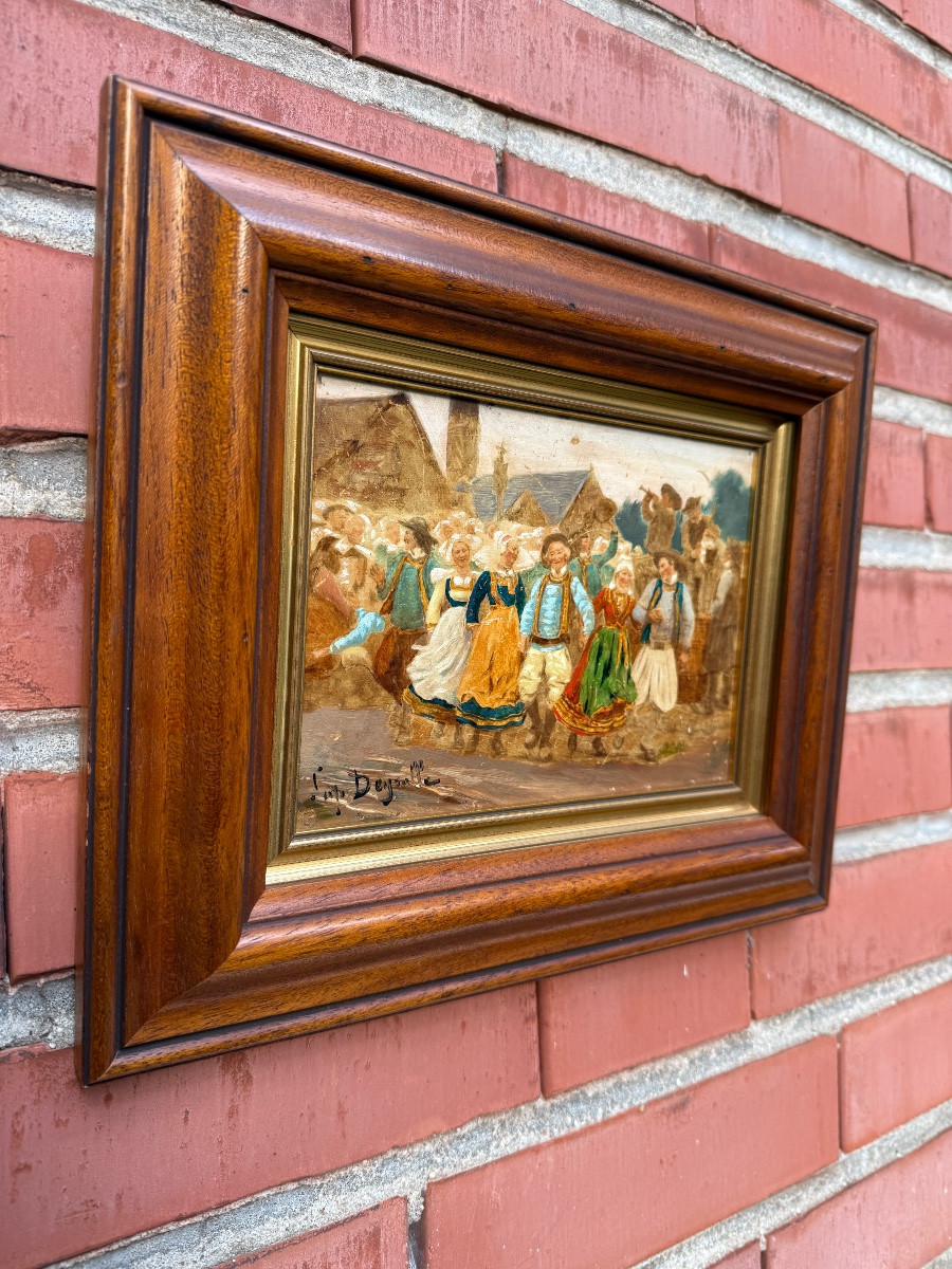 Scene Of Breton Characters, Village Festival, Signed Théophile Louis Deyrolle-photo-2