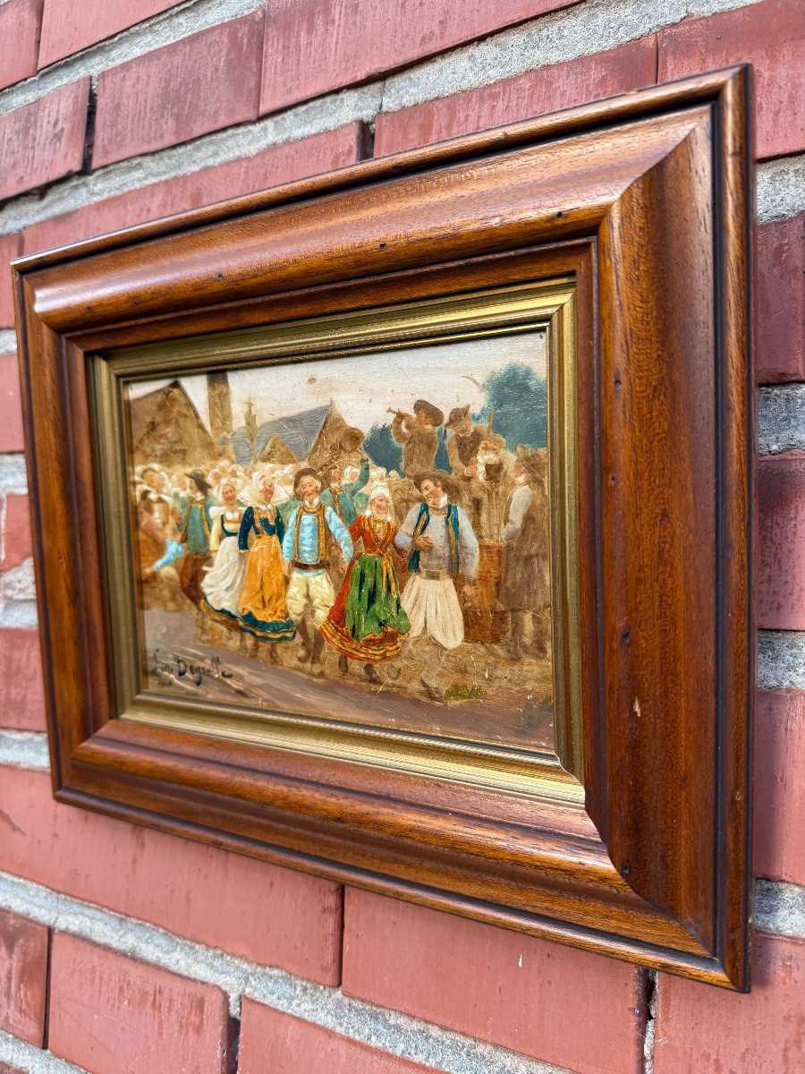 Scene Of Breton Characters, Village Festival, Signed Théophile Louis Deyrolle-photo-3