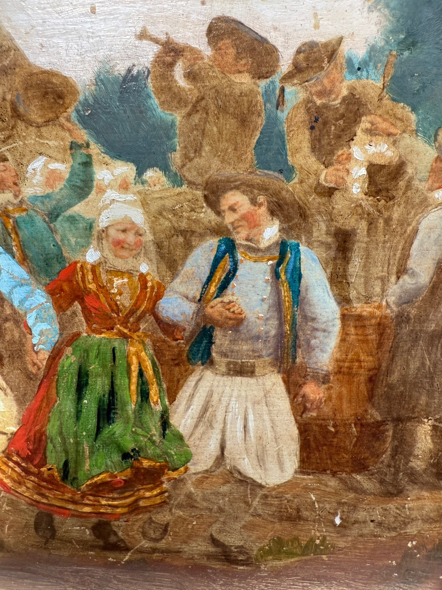 Scene Of Breton Characters, Village Festival, Signed Théophile Louis Deyrolle-photo-4
