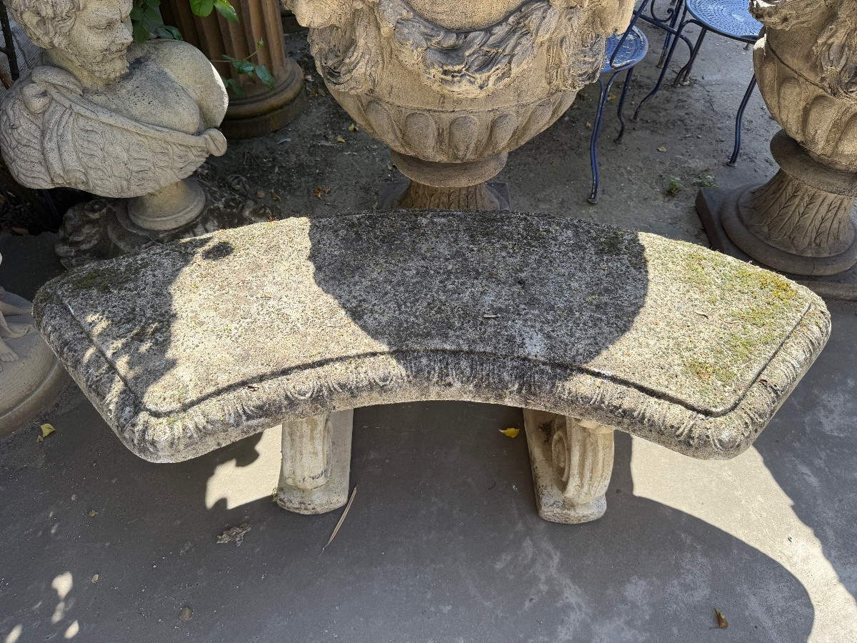 Paire de bancs de jardin en pierre reconstituée -photo-4