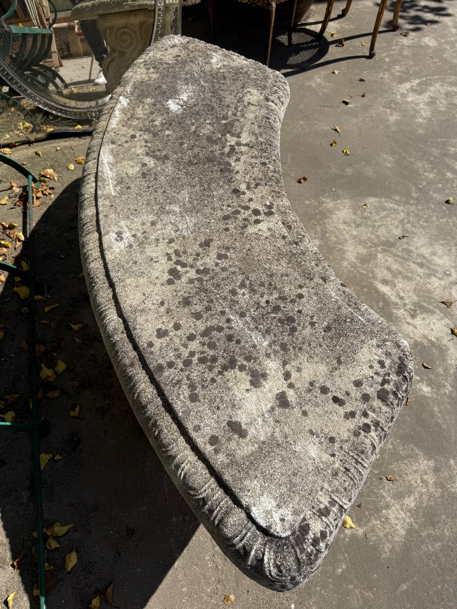Paire de bancs de jardin en pierre reconstituée -photo-3
