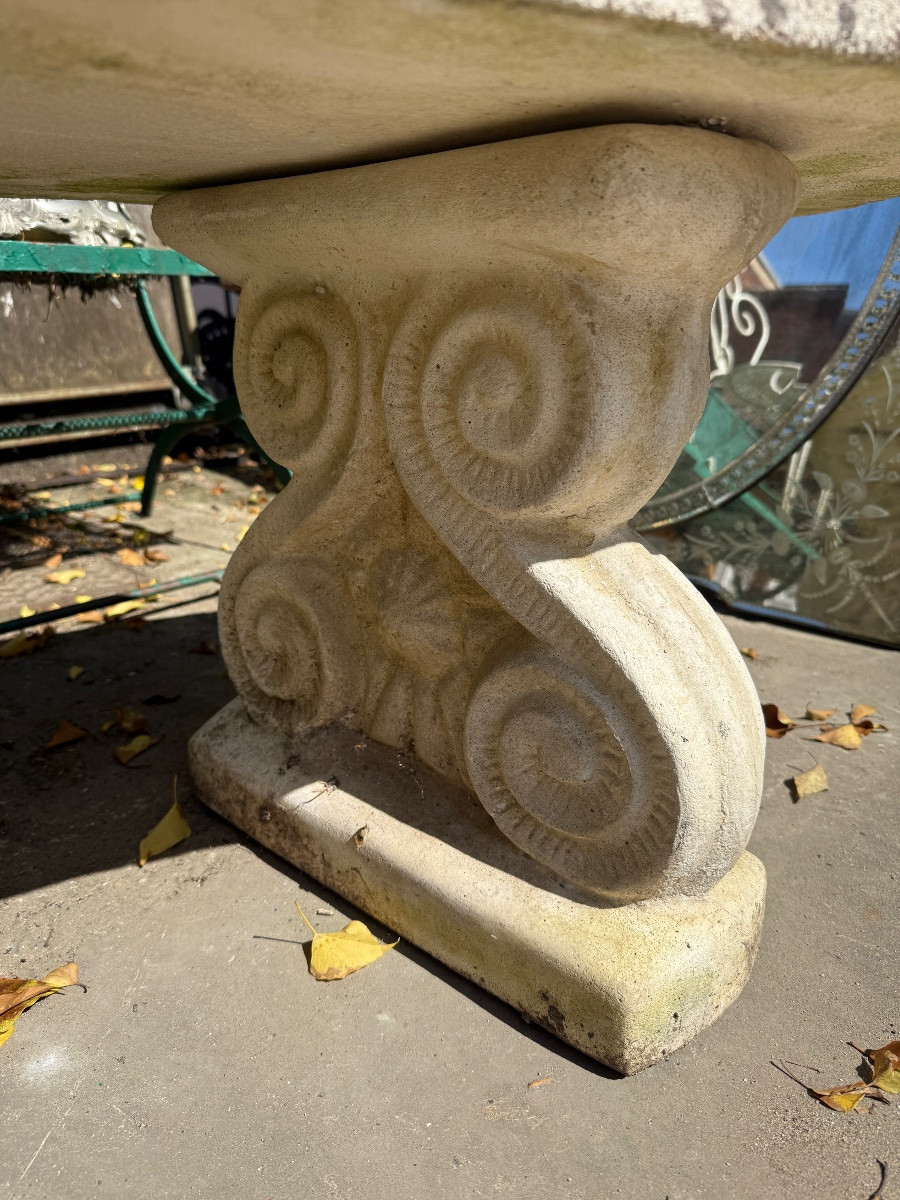 Paire de bancs de jardin en pierre reconstituée -photo-4