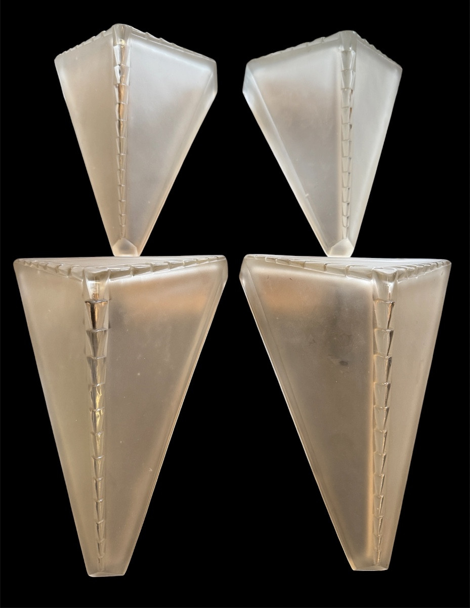 4 Art Deco Sconces Circa 1930 Signed Genet Et Michon-photo-2