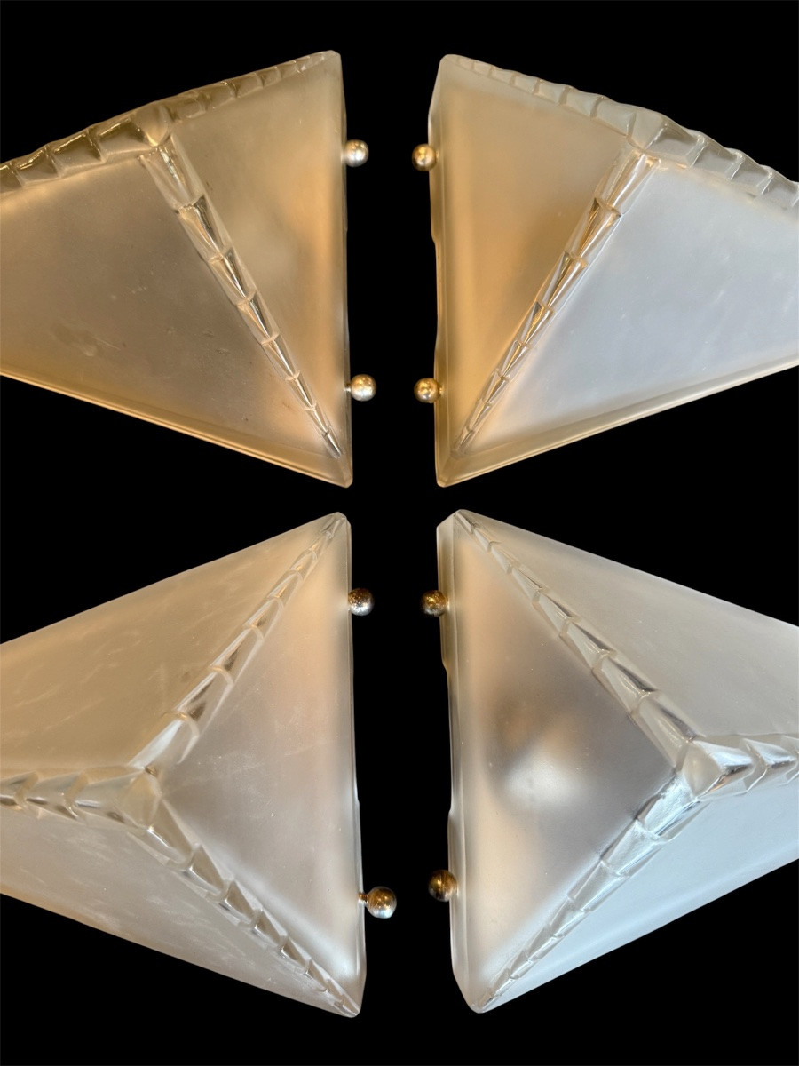 4 Art Deco Sconces Circa 1930 Signed Genet Et Michon-photo-3