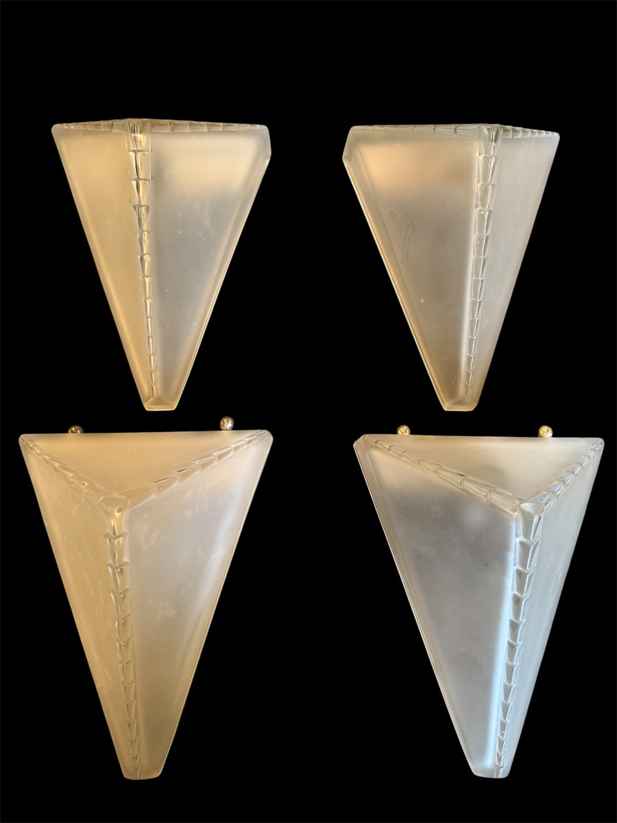 4 Art Deco Sconces Circa 1930 Signed Genet Et Michon