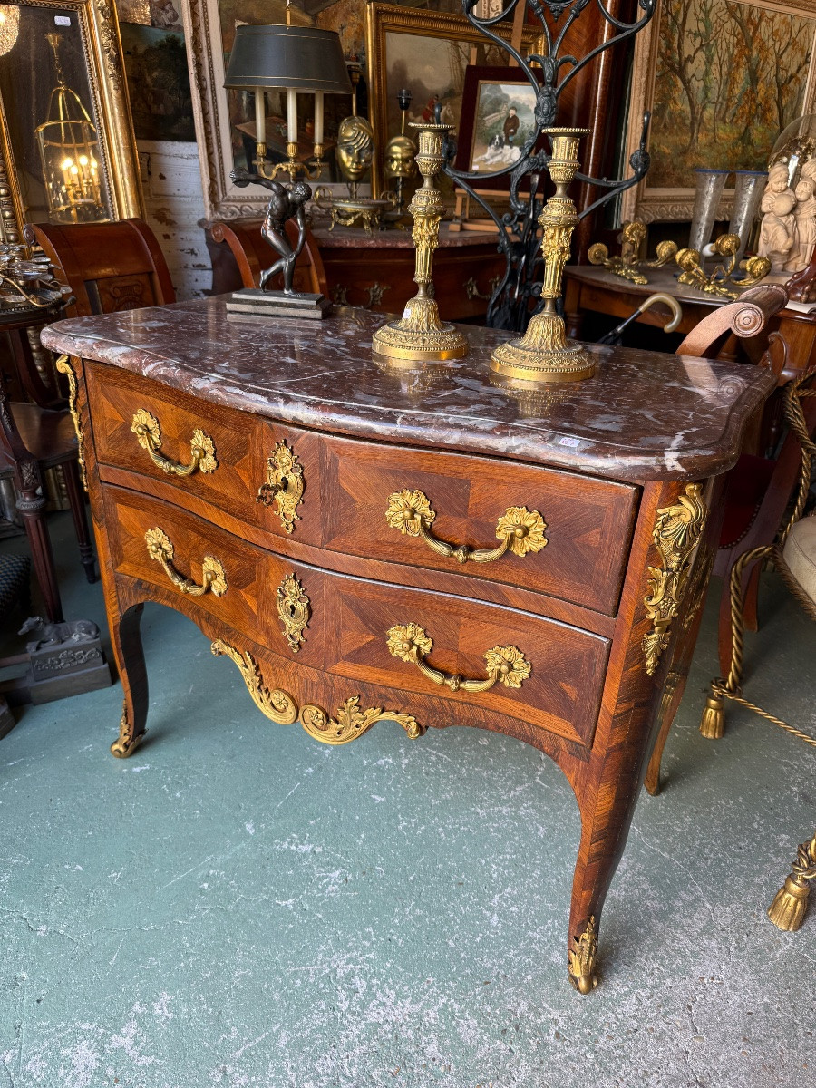18th Century Rosewood Veneer And Gilded Bronze Chest Of Drawers-photo-3
