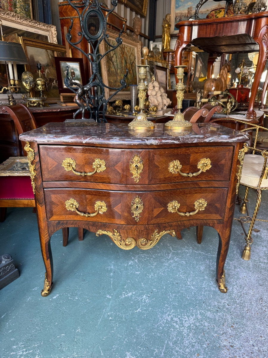 18th Century Rosewood Veneer And Gilded Bronze Chest Of Drawers-photo-4