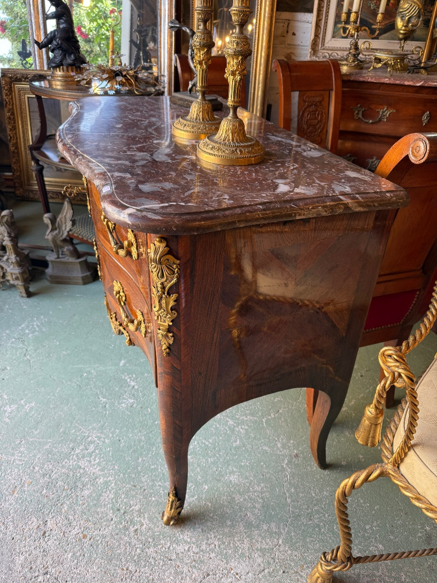 18th Century Rosewood Veneer And Gilded Bronze Chest Of Drawers-photo-3