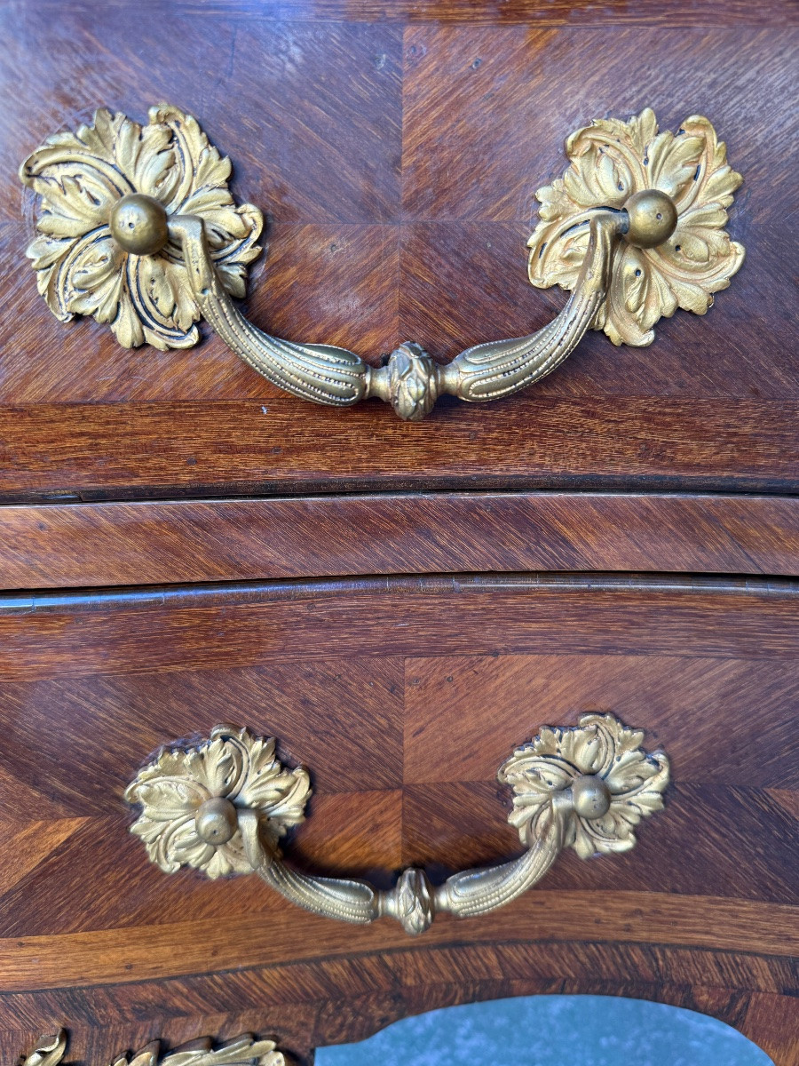 18th Century Rosewood Veneer And Gilded Bronze Chest Of Drawers-photo-4