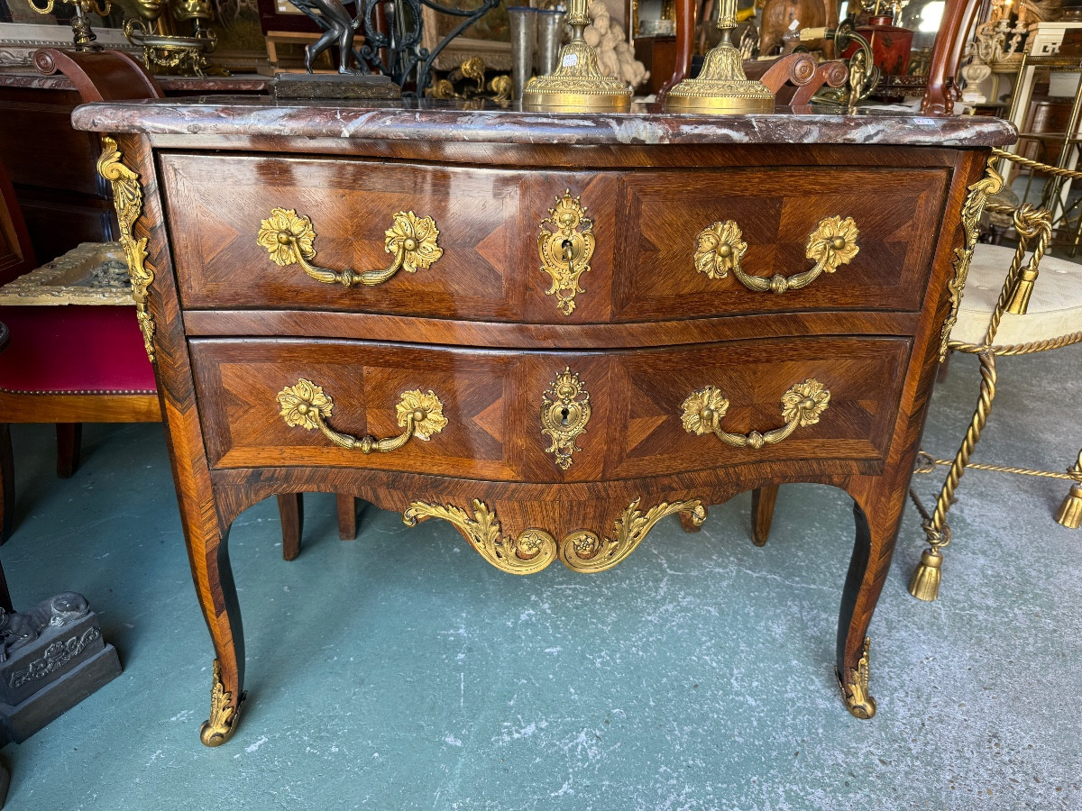 18th Century Rosewood Veneer And Gilded Bronze Chest Of Drawers-photo-7