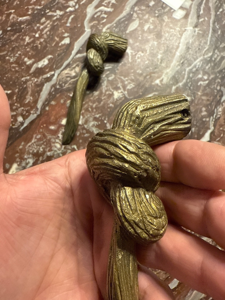 Pair Of Imitation Rope Bronze Door Handles, Trimmings-photo-1