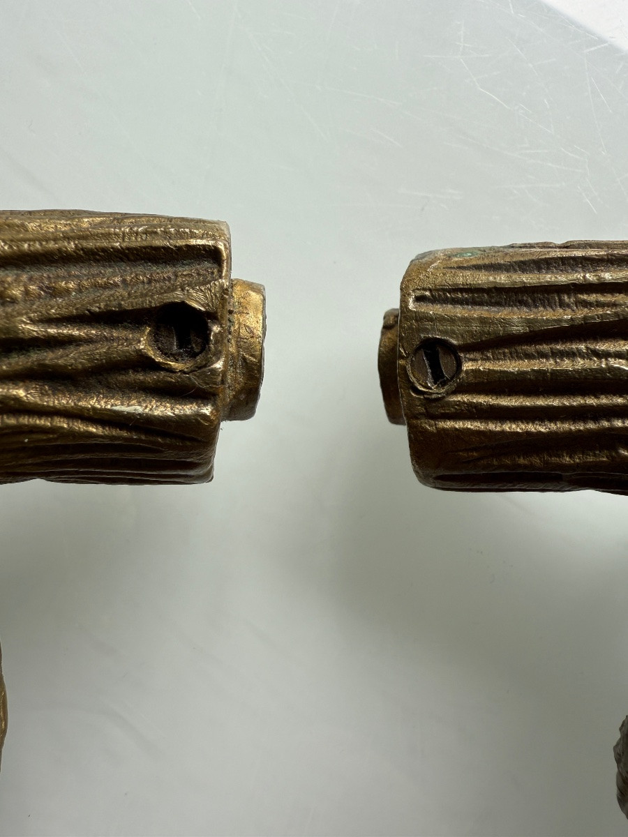 Pair Of Imitation Rope Bronze Door Handles, Trimmings-photo-6