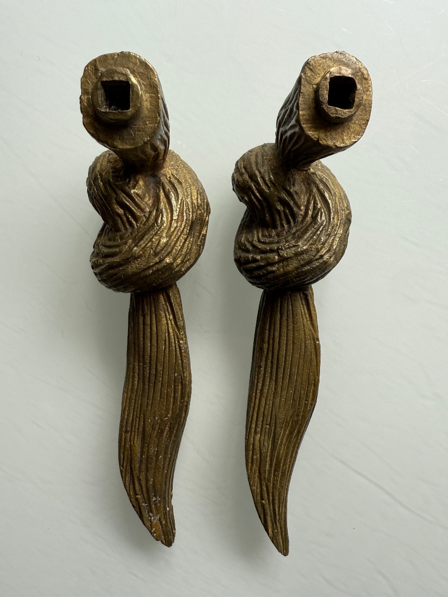 Pair Of Imitation Rope Bronze Door Handles, Trimmings-photo-7