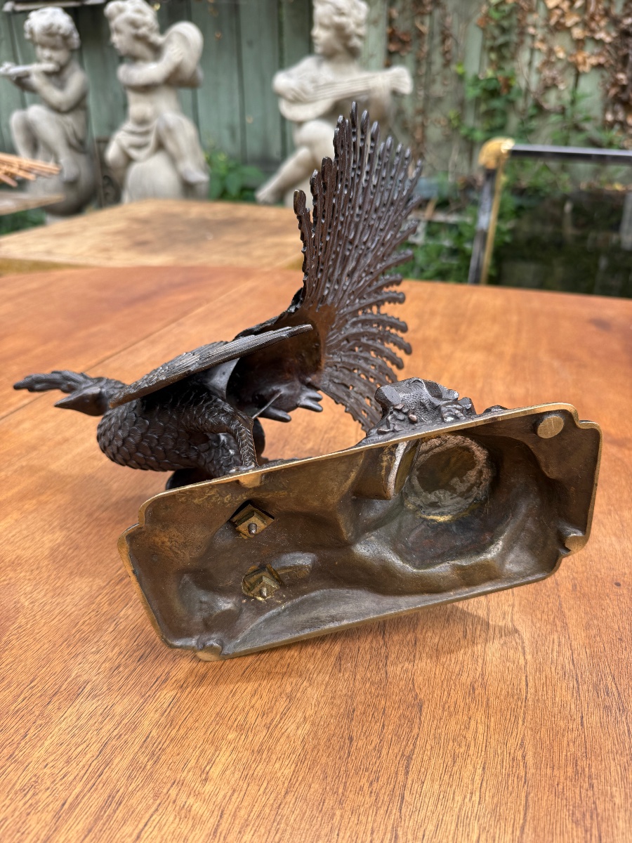 Volatile / oiseau en bronze Japonais début XXème, Asie…-photo-7